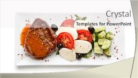  Presentation with steak - Theme enhanced with grilled-steak-with-mozzarella background and a white colored foreground
