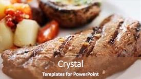  Presentation with grilled - Slides with grilled steak with potatoes background and a red colored foreground