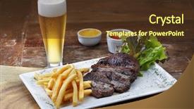  Presentation with grill - Beautiful slides featuring grilled steak with salad backdrop and a tawny brown colored foreground