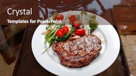  Presentation with lettuce - Slide deck with grilled-steak-with-tomato background and a tawny brown colored foreground