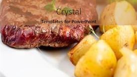  Presentation with grilled - Colorful slide deck enhanced with grilled steak with vegetables backdrop and a coral colored foreground