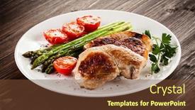  Presentation with steaks - Slide set with grilled-steaks-and-asparagus background and a tawny brown colored foreground