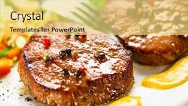  Presentation with vegetable microbiology - Amazing presentation design having grilled steaks and vegetable salad backdrop and a yellow colored foreground