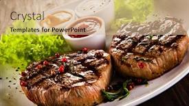  Presentation with steaks - Audience pleasing presentation design consisting of grilled steaks backdrop and a soft green colored foreground