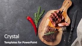  Presentation with cutting-board - Cool new PPT theme with grilled striploin sliced steak backdrop and a dark gray colored foreground