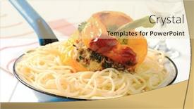  Presentation with spaghetti - PPT theme having grilled-stuffed-bell-pepper background and a lemonade colored foreground