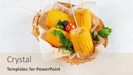  Presentation with sweet corn - PPT theme featuring grilled-sweet-corn background and a yellow colored foreground