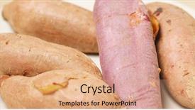  Presentation with sweet potato - PPT theme having grilled sweet potato background and a coral colored foreground