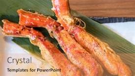  Presentation with crab - Presentation design enhanced with grilled-taraba-japanese-king-crab background and a coral colored foreground