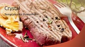  Presentation with tenderloin - Slides having grilled tenderloin with slice ovum background and a  colored foreground