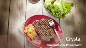  Presentation with tenderloin - PPT layouts enhanced with grilled tenderloin with slice ovum background and a tawny brown colored foreground