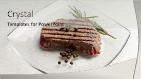  Presentation with tenderloin - Presentation theme consisting of grilled tenderloin background and a light gray colored foreground