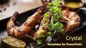  Presentation with chilli - Presentation theme having grilled-tiger-prawns-with-chilli background and a wine colored foreground