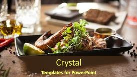  Presentation with chilli - Amazing PPT layouts having grilled-tiger-prawns-with-chilli backdrop and a tawny brown colored foreground