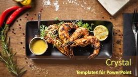 Presentation with chilli - Slide set with grilled-tiger-prawns-with-chilli background and a tawny brown colored foreground