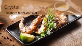  Presentation with chilli - PPT layouts with grilled-tiger-prawns-with-chilli background and a coral colored foreground
