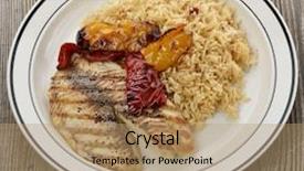  Presentation with hydroponics vegetables hydroponic vegetable - PPT theme with grilled tilapia fillet with rice background and a coral colored foreground