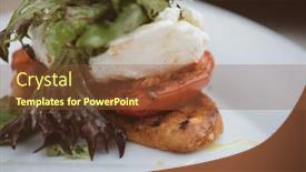  Presentation with mozzarella cheese - PPT theme featuring grilled tomato and fresh mozzarella cheese with green salad background and a tawny brown colored foreground