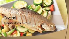  Presentation with vegetables - Cool new slides with cooked fish - grilled trout served with mixed backdrop and a coral colored foreground