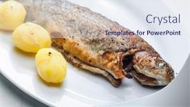  Presentation with potatoes plant - PPT theme having grilled-trout-with-cooked-potatoes background and a  colored foreground