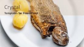  Presentation with trout - Slide set having grilled-trout-with-cooked-potatoes background and a  colored foreground