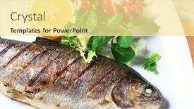  Presentation with trout - PPT layouts featuring grilled trout with salad background and a blonde colored foreground