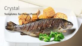  Presentation with trout - Beautiful slides featuring grilled trout with sweetcorn and garlic backdrop and a lemonade colored foreground