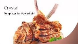  Presentation with veal - PPT theme enhanced with grilled-veal-meat-ribs-cutlets background and a white colored foreground