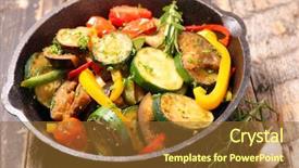  Presentation with ratatouille - Colorful PPT layouts enhanced with grilled vegetable and herbs ratatouille backdrop and a  colored foreground