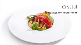  Presentation with baby food - Amazing slide set having grilled-vegetables-close-up-baked backdrop and a white colored foreground