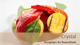  Presentation with baby food - PPT theme featuring grilled-vegetables-close-up-baked background and a coral colored foreground