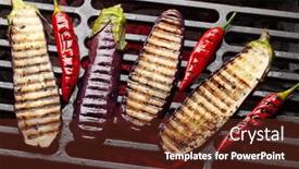 Presentation with coal - Colorful slide deck enhanced with grilled-vegetables-cooking-on-coal backdrop and a tawny brown colored foreground