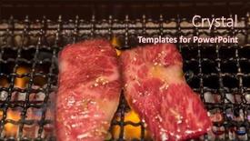  Presentation with meat beef - Audience pleasing slides consisting of grilled-wagyu-beef-japanese-meat backdrop and a wine colored foreground