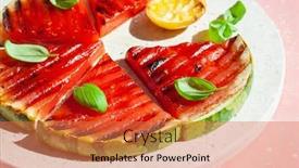  Presentation with dessert - Slide set featuring grilled-watermelon-slices-with-lemon background and a coral colored foreground