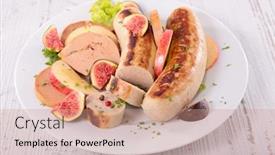  Presentation with foie - PPT layouts having grilled-white-pudding-and-foie background and a coral colored foreground