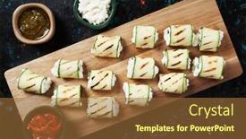  Presentation with grilled - PPT layouts consisting of grilled zucchini rolls filled with fresh cottage cheese background and a tawny brown colored foreground