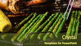  Presentation with grilling - PPT layouts having grilling asparagus on a summer background and a  colored foreground