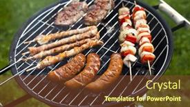  Presentation with grilling - Slides featuring grilling-at-summer-weekend background and a tawny brown colored foreground