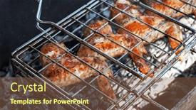  Presentation with grilling - Presentation design enhanced with grilling-chicken-wings-summer-rest background and a tawny brown colored foreground