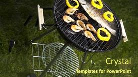  Presentation with grilling - Theme enhanced with grilling fish and shrimps background and a tawny brown colored foreground