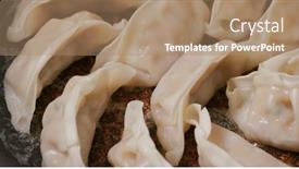  Presentation with grilling - Theme with grilling-japanese-dumpling-on-fry background and a coral colored foreground