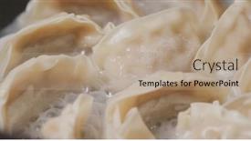  Presentation with dumpling - Cool new slides with grilling-japanese-dumpling-on-fry backdrop and a coral colored foreground