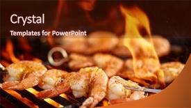  Presentation with grilling - Beautiful presentation design featuring grilling shrimp on skewer backdrop and a wine colored foreground