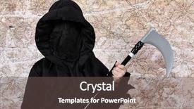  Presentation with weapon - Beautiful theme featuring grim reaper - boy in halloween suit backdrop and a dark gray colored foreground