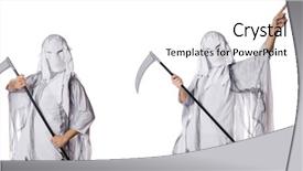  Presentation with halloween - Presentation theme consisting of grim reaper - monster with scythe in halloween background and a white colored foreground