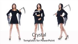  Presentation with halloween - Slides with grim reaper - woman in halloween concept background and a  colored foreground