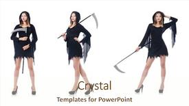  Presentation with halloween - Theme consisting of grim reaper - woman in halloween concept background and a  colored foreground