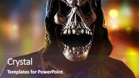  Presentation with grim reaper - PPT theme featuring grim reaper on a dark background and a tawny brown colored foreground