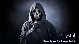  Presentation with grim reaper - PPT theme having grim-reaper-showing-hush-sign background and a wine colored foreground