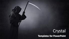  Presentation with grim reaper - Colorful PPT theme enhanced with grim-reaper-with-scythe backdrop and a dark gray colored foreground